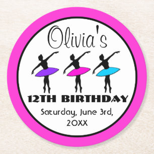 Dessous-de-verre Rond En Papier Danseurs de ballet Ballerina Neon Danse Anniversai