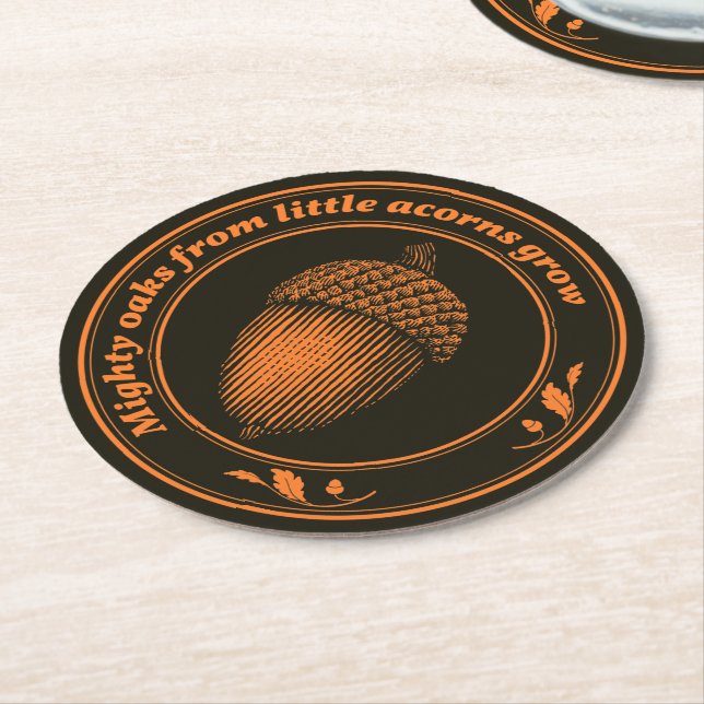 Dessous-de-verre Rond En Papier De grands chênes de petites glaces poussent (Incliné)
