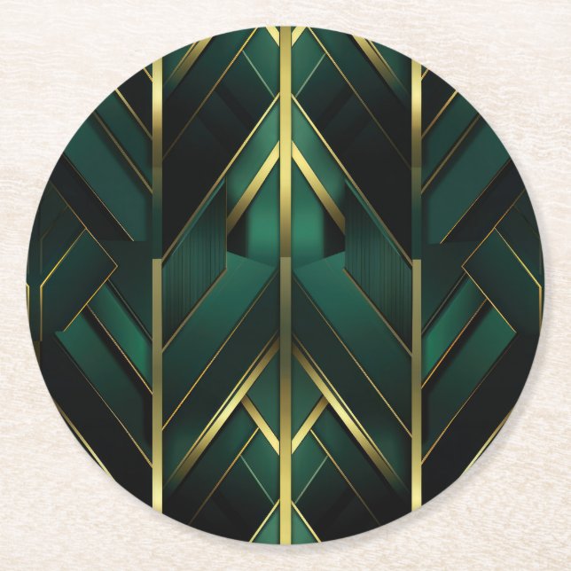 Dessous-de-verre Rond En Papier Décoration Verte (Devant)