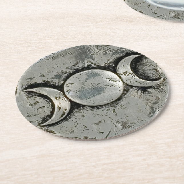 Dessous-de-verre Rond En Papier Déesse triple (Incliné)