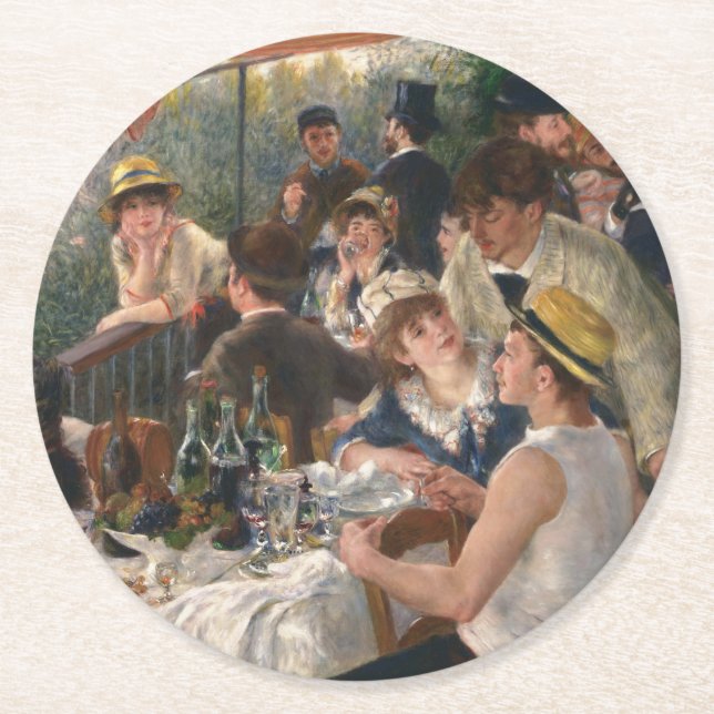 Dessous-de-verre Rond En Papier Déjeuner de la fête nautique - Auguste Renoir (Devant)