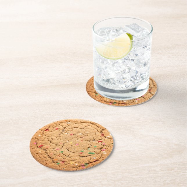 DESSOUS-DE-VERRE ROND EN PAPIER DÉLICIEUX COOKIE BISCUIT (En situation)