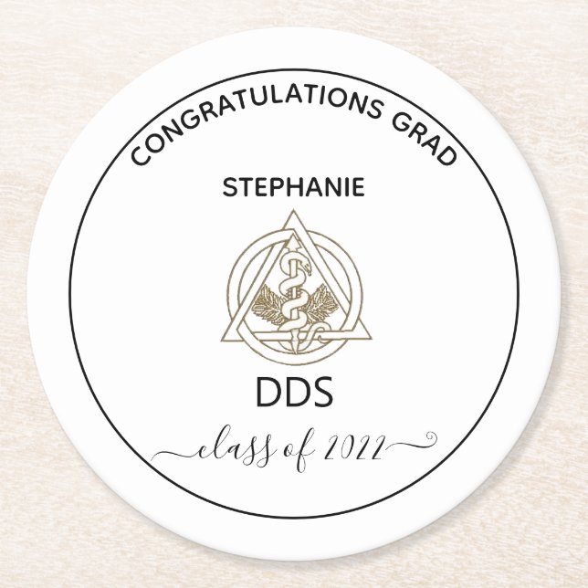 Dessous-de-verre Rond En Papier  Dental School Caduceus Graduation Party (Devant)
