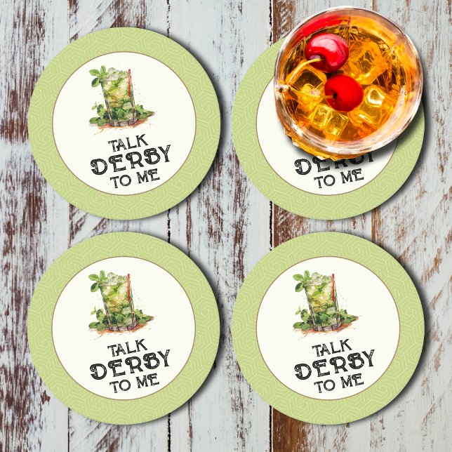 Dessous-de-verre Rond En Papier Derby à jus de menthe (Mint Julep Talk Derby to Me Round Paper Coasters)