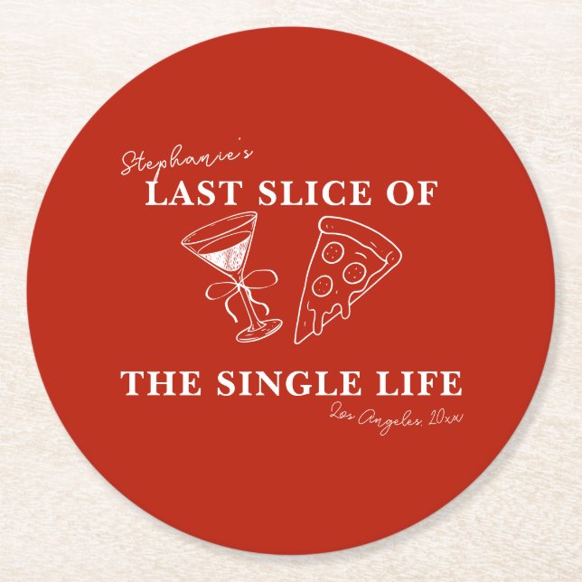 Dessous-de-verre Rond En Papier Dernière tranche rouge de la célibataire à vie (Devant)