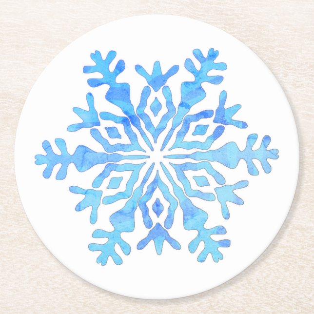Dessous-de-verre Rond En Papier Design de flocon bleu (Devant)