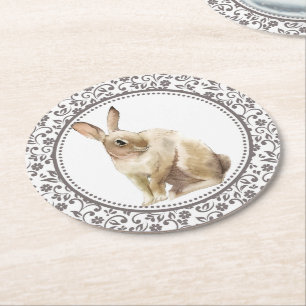 Dessous-de-verre Rond En Papier Design de lapin de Pâques