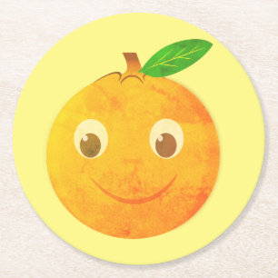 Dessous-de-verre Rond En Papier Dessin de cartoon mignon orange vintage