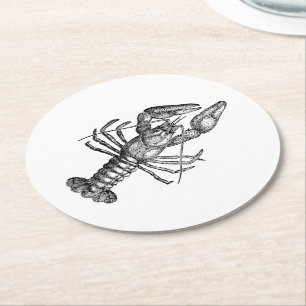Dessous-de-verre Rond En Papier Dessin de homard vintage no 1