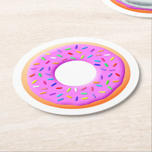 Dessous-de-verre Rond En Papier Dessin De Mignonne Donut Avec Des Saupoudrages