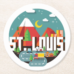 Dessous-de-verre Rond En Papier Dessin géométrique de St Louis, Missouri