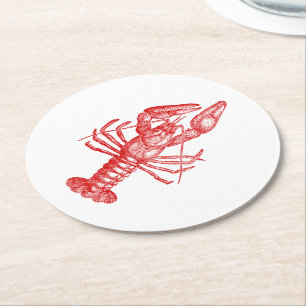 Dessous-de-verre Rond En Papier Dessin Red Lobster Vintage #1