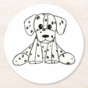Dessous-de-verre Rond En Papier Dessin simple de contour de chien en peluche dalma