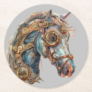 Dessous-de-verre Rond En Papier Dessous de verre à cheval à vapeur.