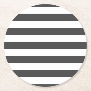 Dessous-de-verre Rond En Papier Dessous de verre à rayures noir/blanc