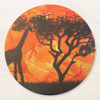 Dessous-de-verre Rond En Papier Dessous de verre africains de safari de désert