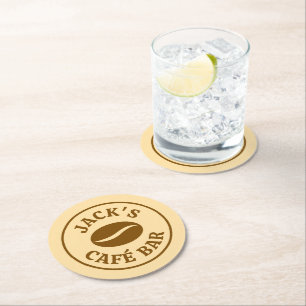 Dessous-de-verre Rond En Papier Dessous de verre avec logo de grains de café moder