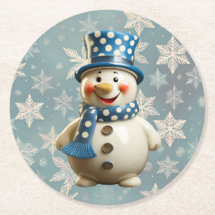 Dessous-de-verre Rond En Papier Dessous de verre bonhomme de neige en céramique