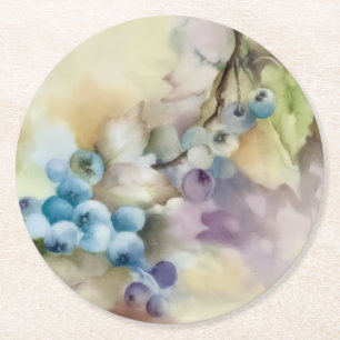 Dessous-de-verre Rond En Papier Dessous de verre botanique myrtille   Cadeau pour 