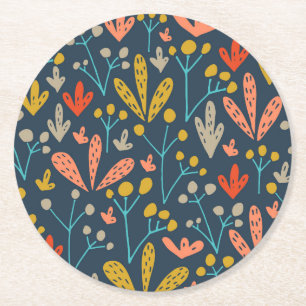 Dessous-de-verre Rond En Papier Dessous de verre botaniques abstraits élégants d