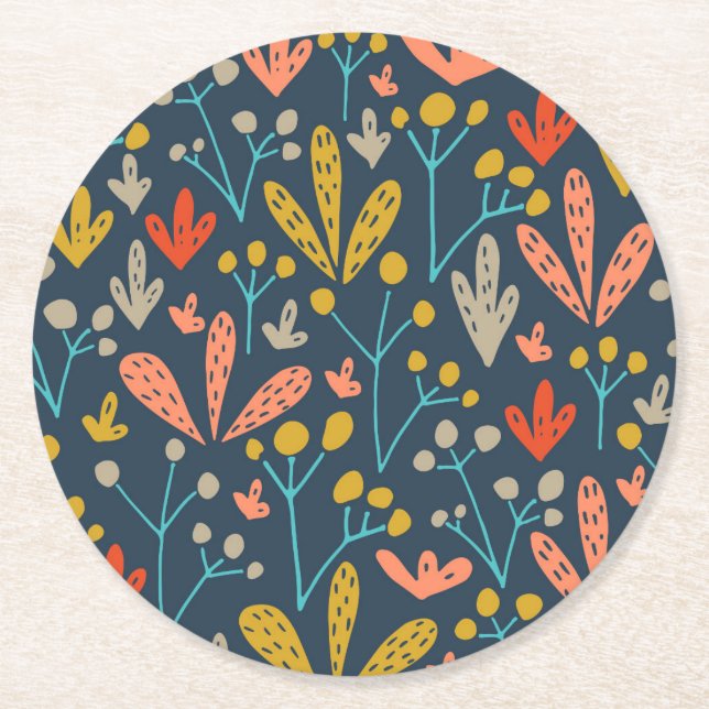 Dessous-de-verre Rond En Papier Dessous de verre botaniques abstraits élégants de (Devant)