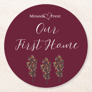 Dessous-de-verre Rond En Papier Dessous de verre Burgundy First Home