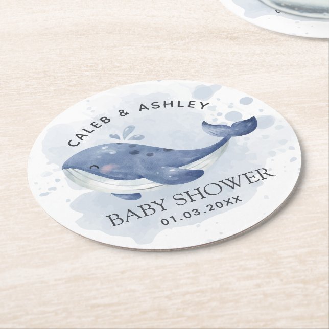 Dessous-de-verre Rond En Papier Dessous de verre de Baby shower nautique (Incliné)