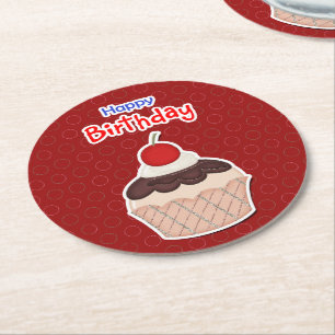 Dessous-de-verre Rond En Papier Dessous de verre de carton - Happy Birthday