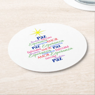 Dessous-de-verre Rond En Papier Dessous de verre de carton - Sapin de Noël en des