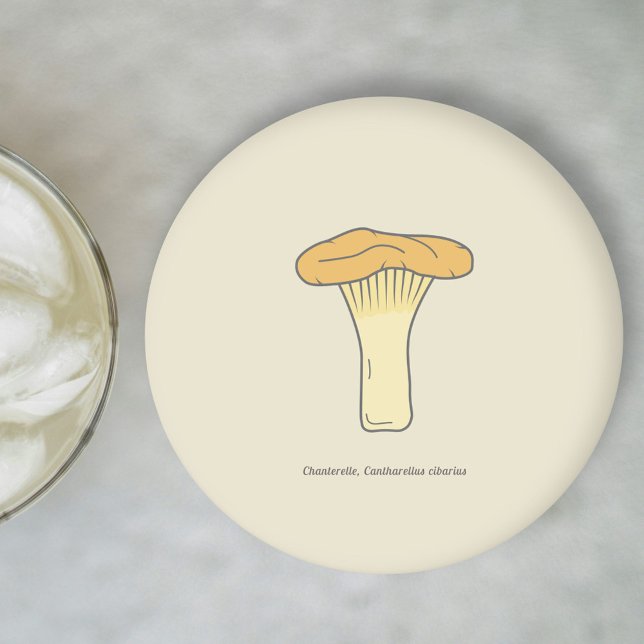 Dessous-de-verre Rond En Papier Dessous de verre de champignons Chanterelle Botani (Botanical Chanterelle Mushroom Coaster)
