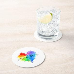 Dessous-de-verre Rond En Papier Dessous de verre de Coeur arc-en-ciel