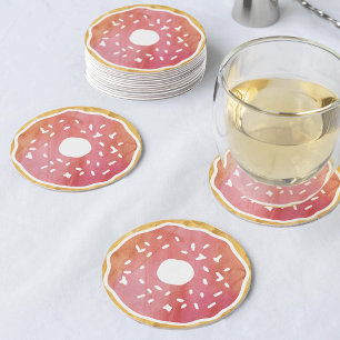 Dessous-de-verre Rond En Papier Dessous de verre de Donut Coral Orange