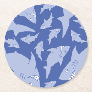 Dessous-de-verre Rond En Papier Dessous de verre de fête d'anniversaire de requin