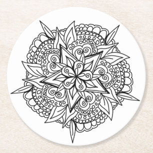 Dessous-de-verre Rond En Papier dessous de verre de fleurs de couleur moi étoile