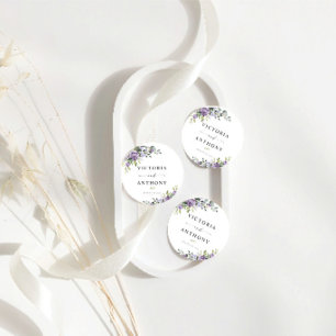 Dessous-de-verre Rond En Papier Dessous de verre de mariage rond Fleurs violettes 