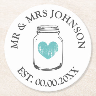 Dessous-de-verre Rond En Papier Dessous de verre de mariage sur mesure pour les vo