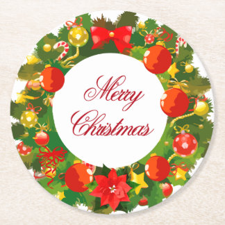 Dessous-de-verre Rond En Papier Dessous de verre de Noël jetables