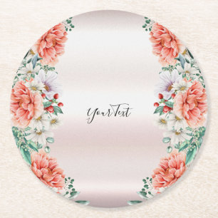 Dessous-de-verre Rond En Papier Dessous de verre de papier à fleurs Watercolor Peo