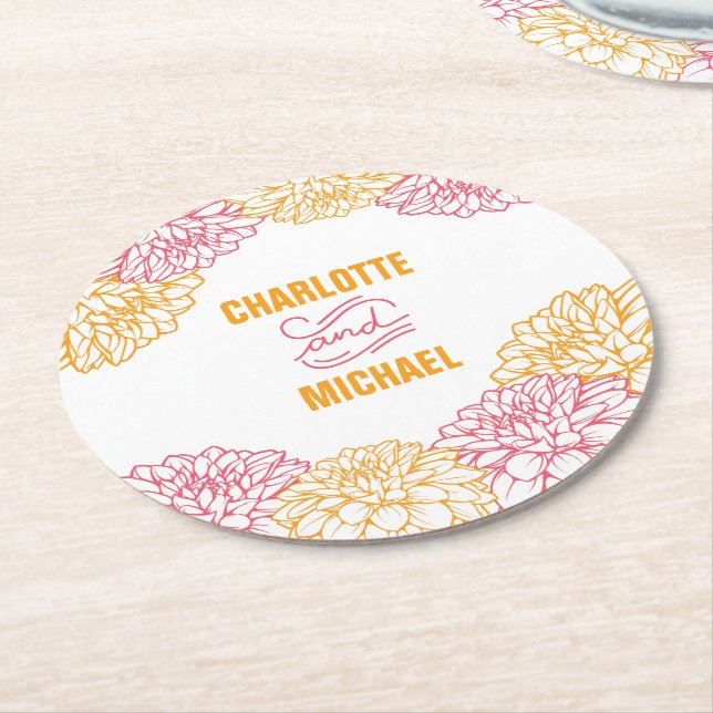 Dessous-de-verre Rond En Papier Dessous de verre de papier de dahlia (Incliné)
