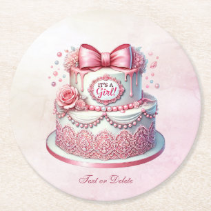 Dessous-de-verre Rond En Papier Dessous de verre de papier de la boîte rose de gât