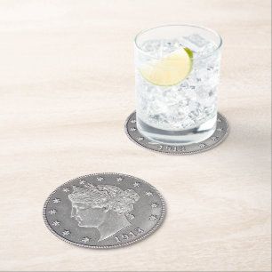 Dessous-de-verre Rond En Papier dessous de verre de papier en nickel Liberty Head 