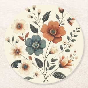 Dessous-de-verre Rond En Papier Dessous de verre de papier floral crème à beurre