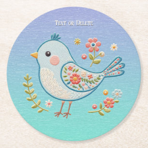 Dessous-de-verre Rond En Papier Dessous de verre de papier floral Little Blue Bird