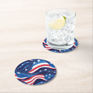 Dessous-de-verre Rond En Papier Dessous de verre de papier patriotique