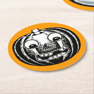 Dessous-de-verre Rond En Papier Dessous de verre de papier rond Jack-o-lanterne ef
