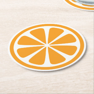 Dessous-de-verre Rond En Papier Dessous de verre de papier rond tranche orange