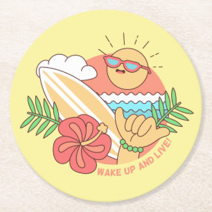 Dessous-de-verre Rond En Papier Dessous de verre de papier surfeur