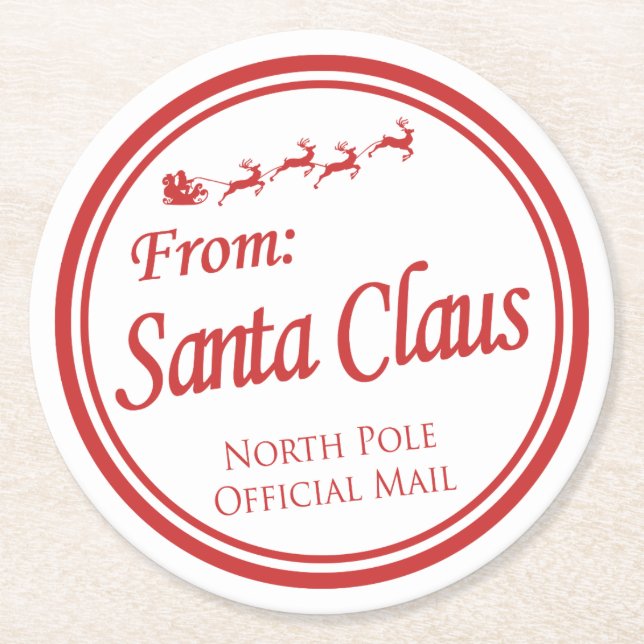 Dessous-de-verre Rond En Papier Dessous de verre de Père Noël (Devant)