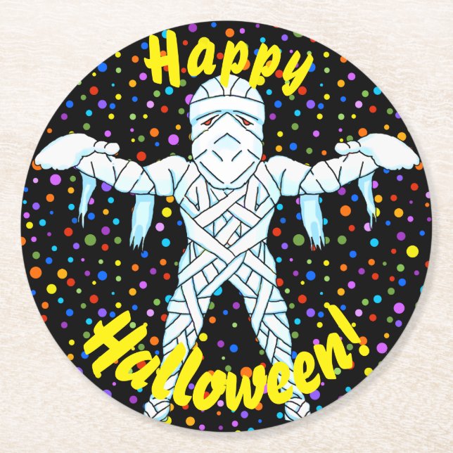 Dessous-de-verre Rond En Papier Dessous de verre d'Halloween maman (Devant)