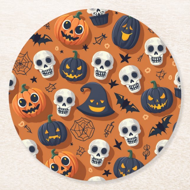Dessous-de-verre Rond En Papier Dessous de verre d'Halloween - Parfait pour le ras (Devant)